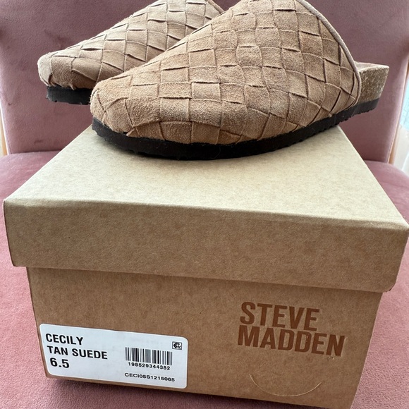 Steve Madden Tan Woven Leather Slippers 6.5 - Run small - Picture 4 of 5